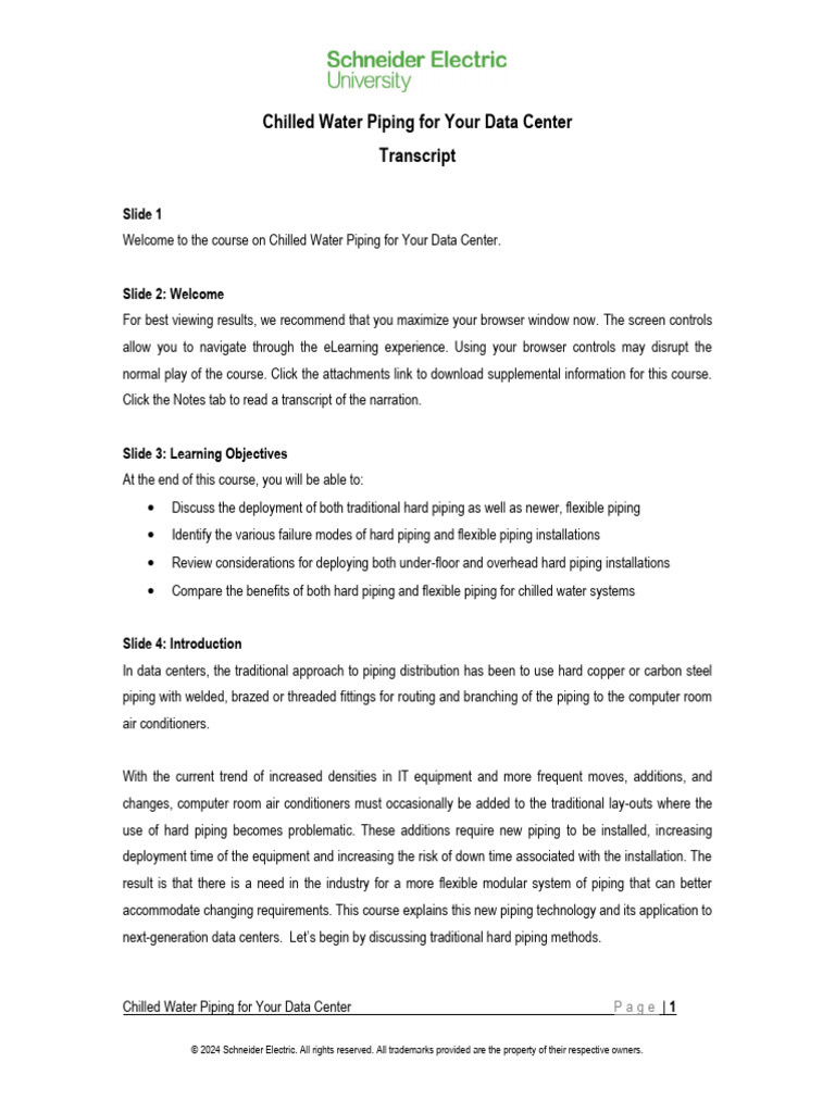 Chilled Water Piping Solutions for Data Centers | PDF | Pipe (Fluid ...