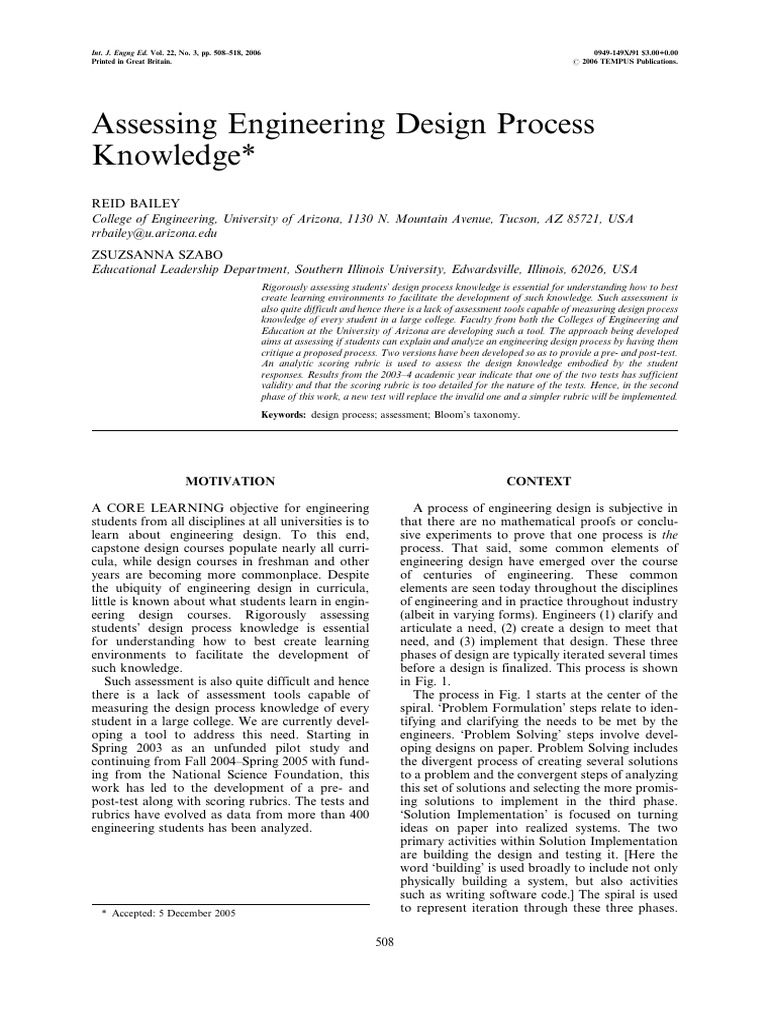 Engineering Design Process Assessment Tools | PDF | Educational ...