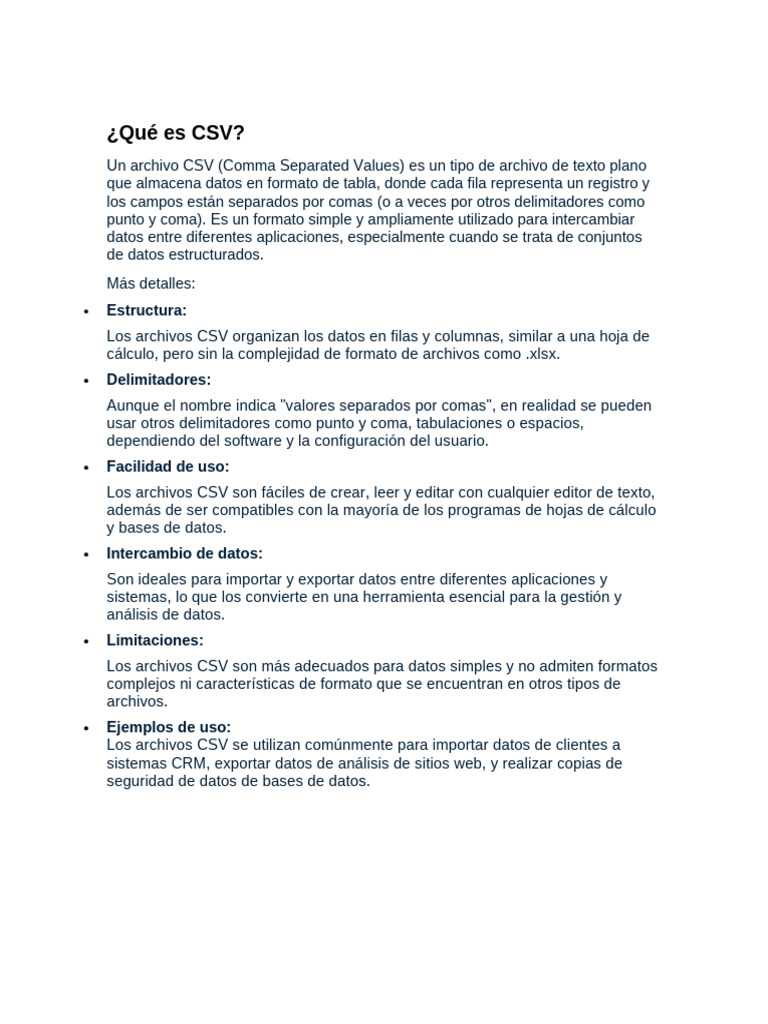 Guía sobre archivos CSV y su uso | PDF