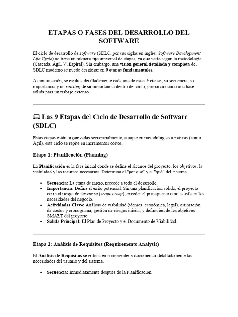 Fases del Desarrollo de Software | PDF | Software | Ingeniería de software