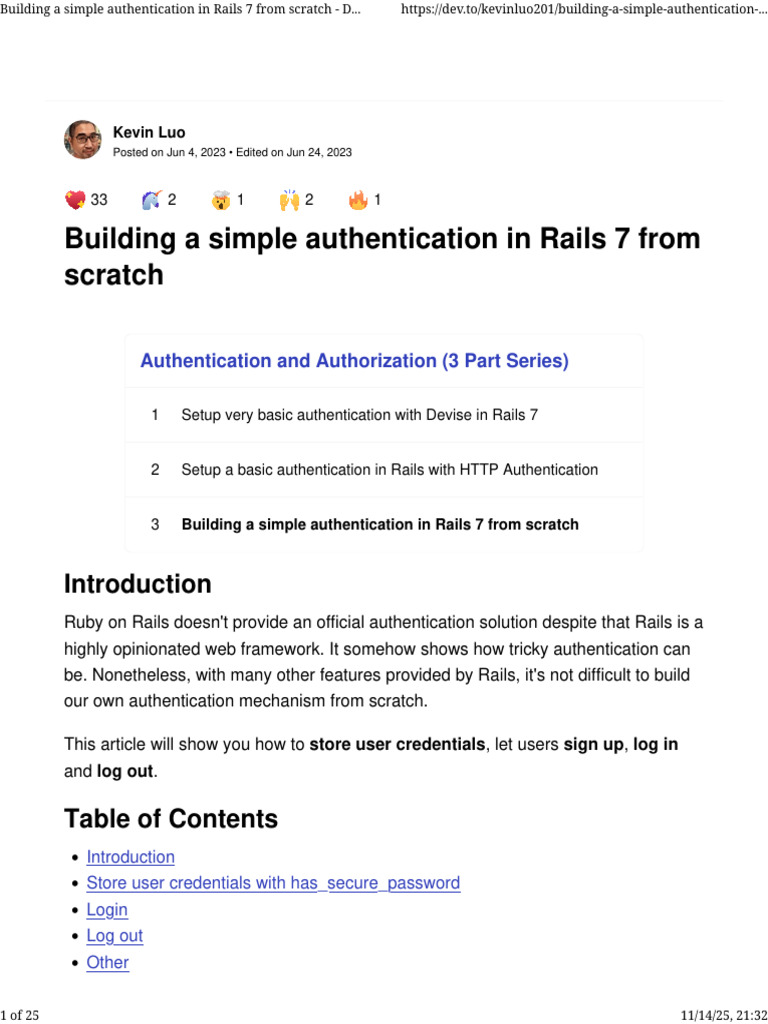 1building A Simple Authentication in Rails 7 From Scratch - DEV ...