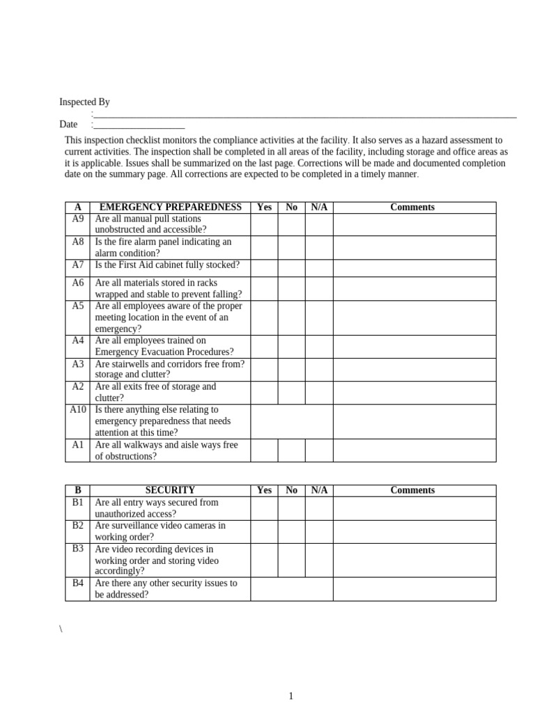 003 Factory Inspection Checklist (WM) | PDF | Safety