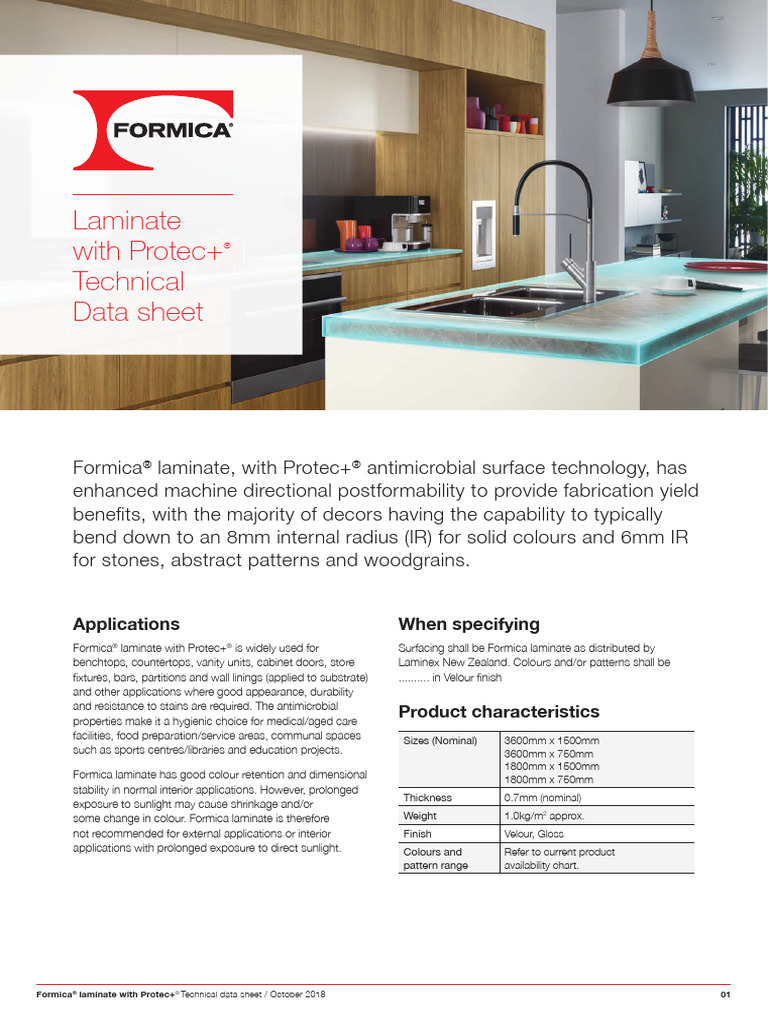 Formica Protec+ Laminate Data Sheet | PDF | Adhesive | Lamination