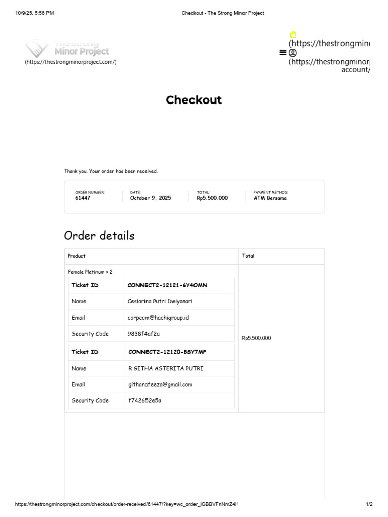 Order Confirmation for Strong Minor Project | PDF
