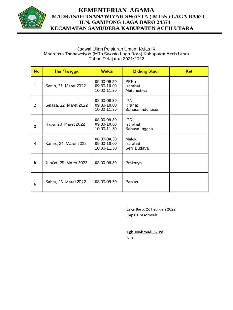 Roster Um Plj Umum Mts 2022 | PDF