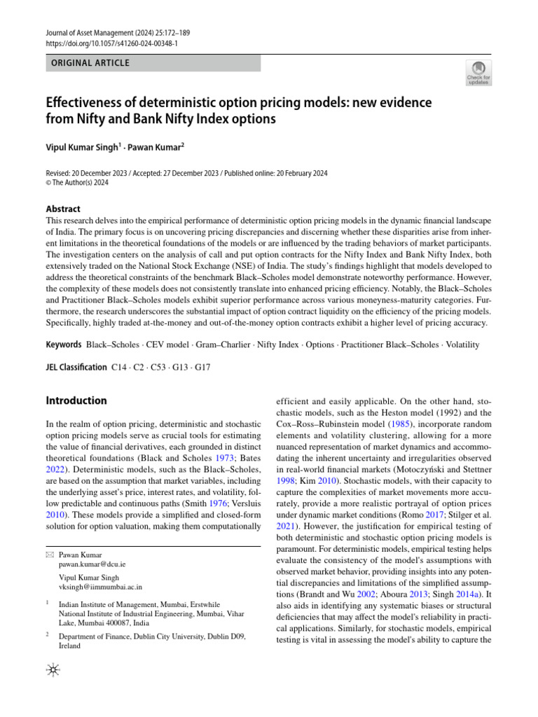 Effectiveness of Deterministic Option Pricing Models: New Evidence From ...