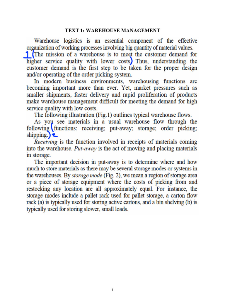 Week 5 (HW) - Warehousing and Storage | PDF | Warehouse | Forklift