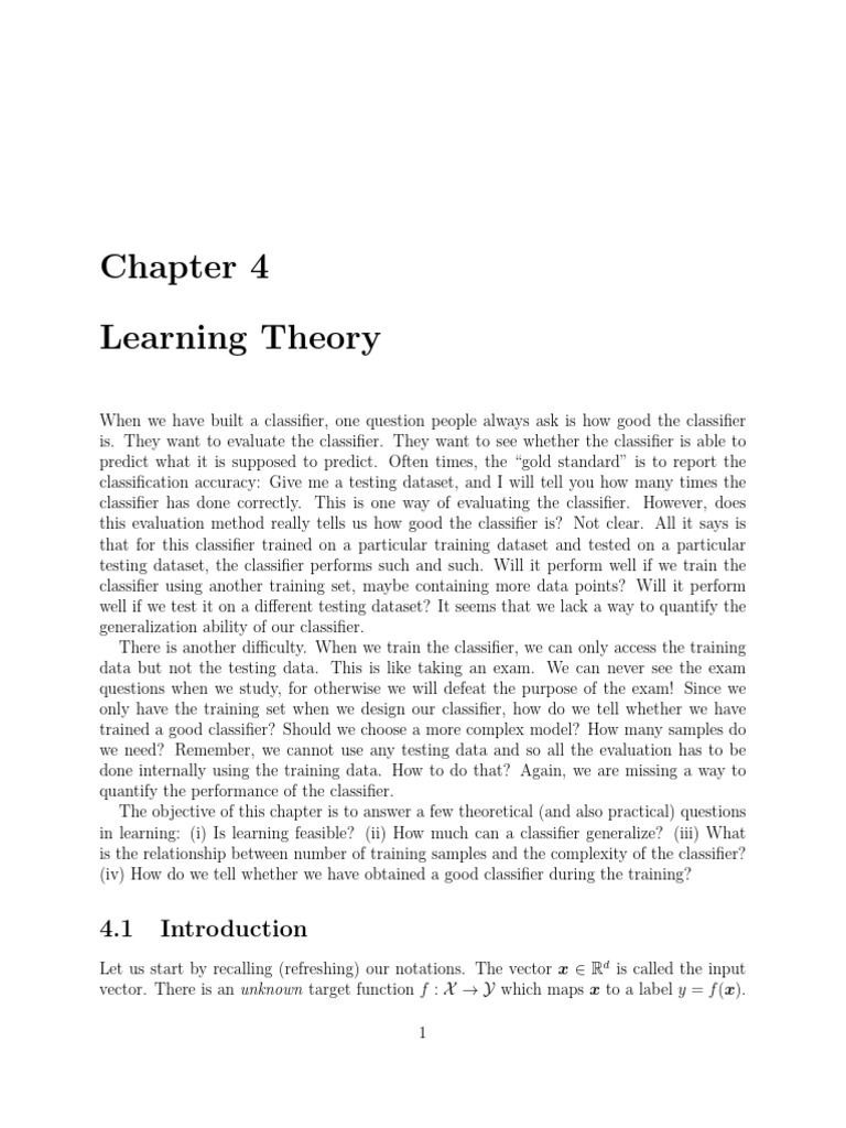 Learning Theory | PDF | Statistical Classification | Function (Mathematics)