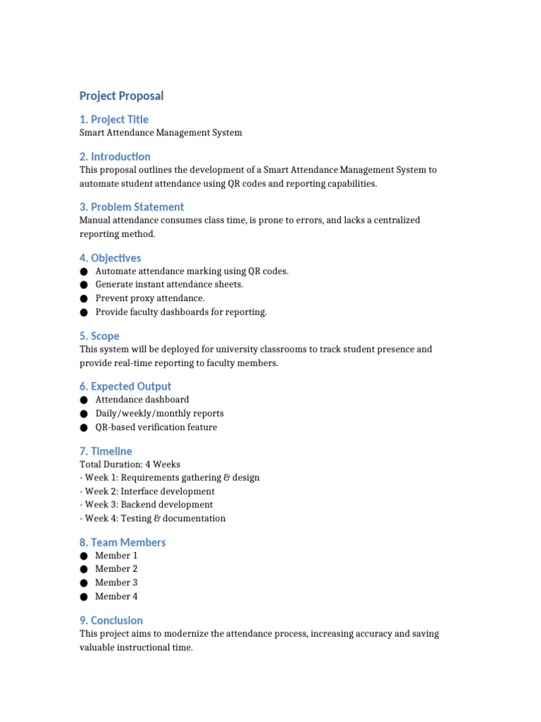 Smart Attendance Management System Proposal | PDF