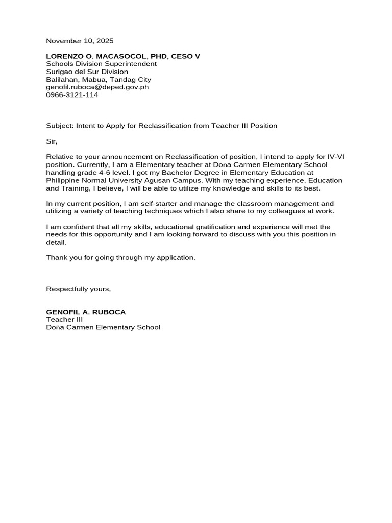 Application for Teacher Reclassification | PDF