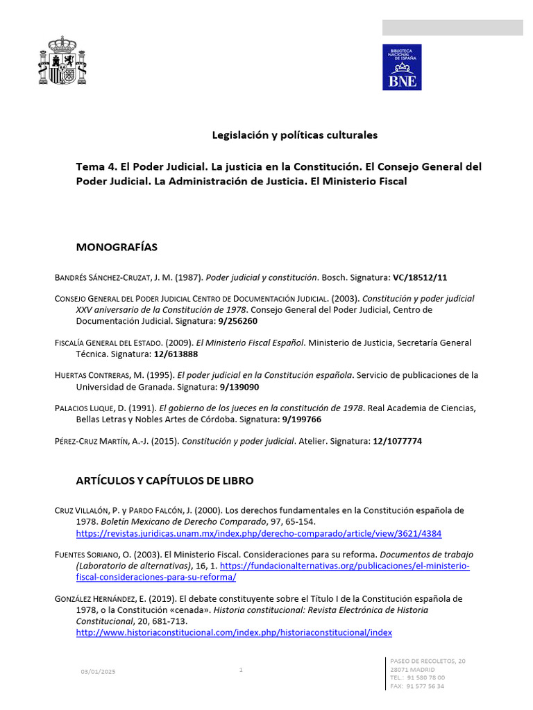 Legislación sobre el Poder Judicial en España | PDF | España | Justicia