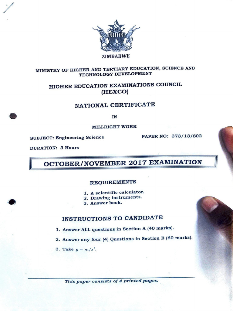 Engineering Science Exam Paper 2017 | PDF | Resistor | Series And ...
