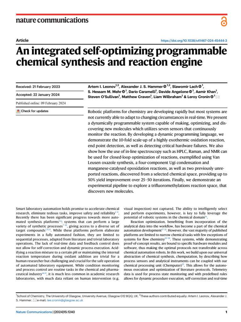 An Integrated Self-Optimizing Programmable | PDF | Chemical Reactions ...