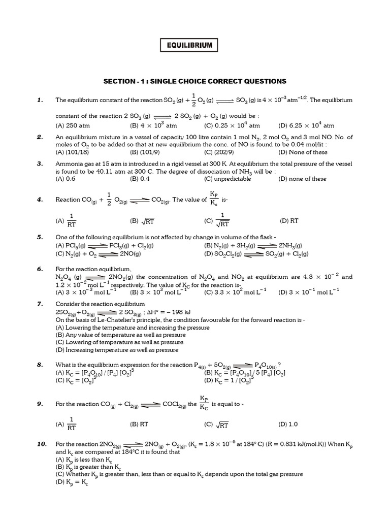 Chemical N Ionic Equilibrium 1 Q | PDF | Acid | Chemical Equilibrium