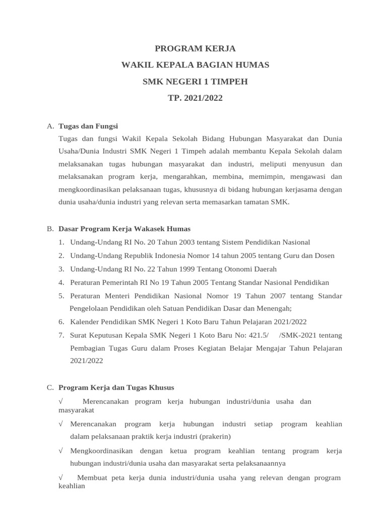 Program Kerja Waka Humas Ok | PDF