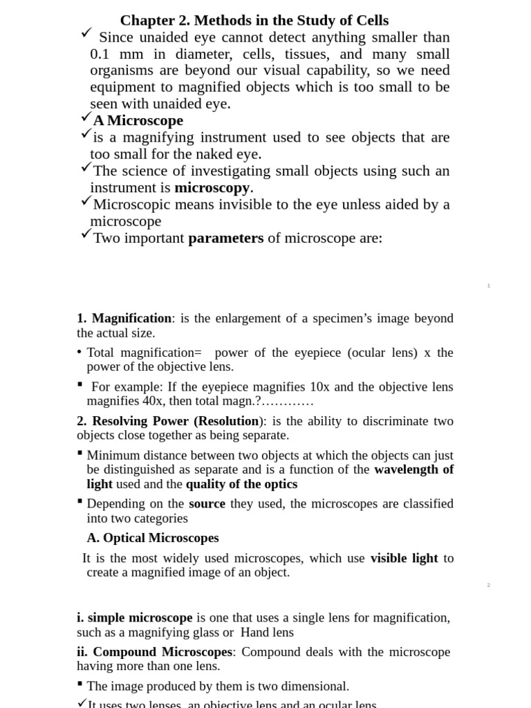 Cell Bio Chapter 2 | PDF | Microscope | Centrifugation