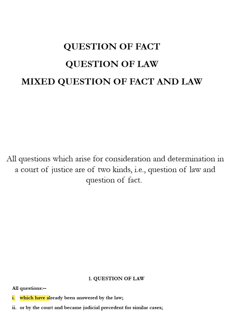 Understanding Questions of Law and Fact | PDF | Question Of Law ...