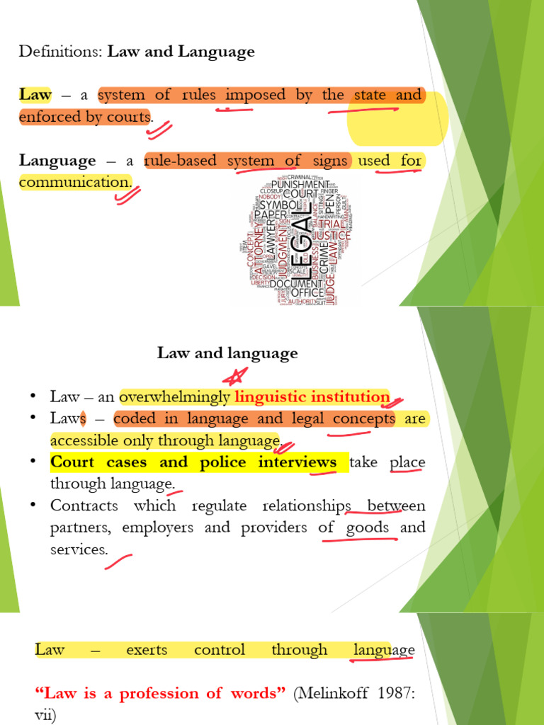 Law and Language: Key Concepts Explained | PDF | Witness | Courtroom
