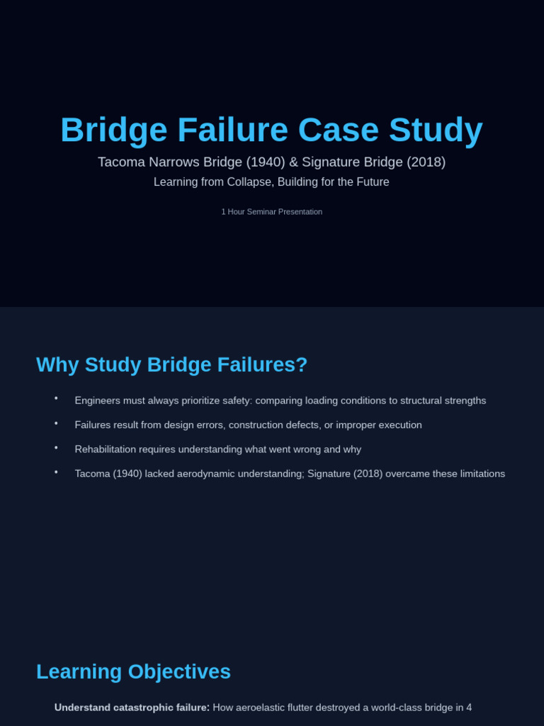 Bridge Failures: Lessons from Tacoma & Signature | PDF | Bridge | Vortices