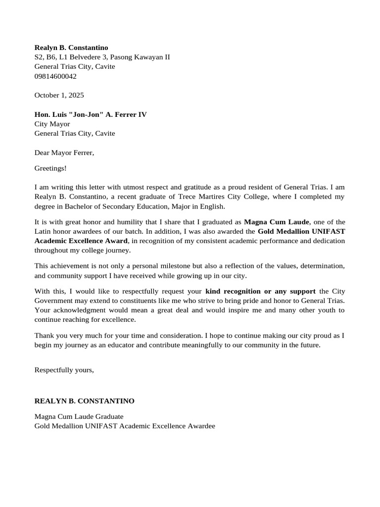 Request Letter | PDF
