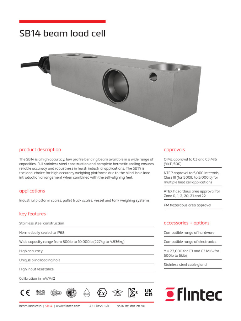 SB14 IP68 Stainless Steel Load Cells | PDF | Electrical Engineering ...