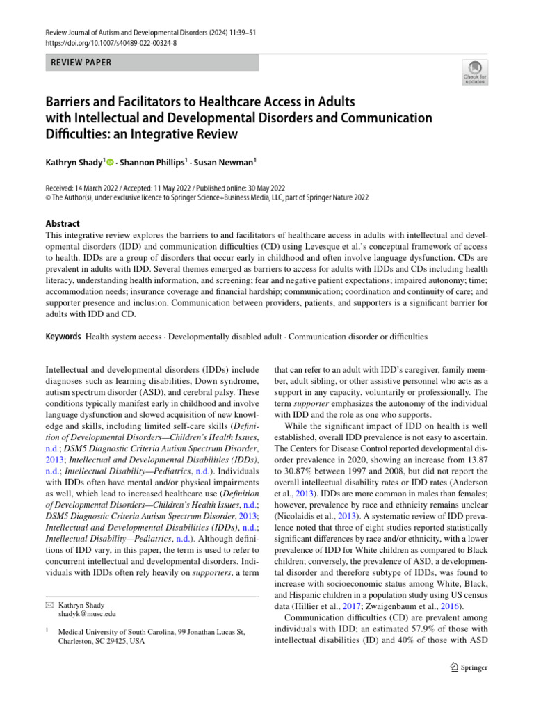 Barriers and Facilitators To Healthcare Access in Adults With ...
