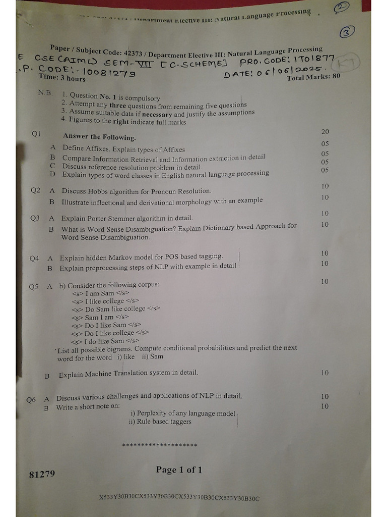 NLP Pyq | PDF
