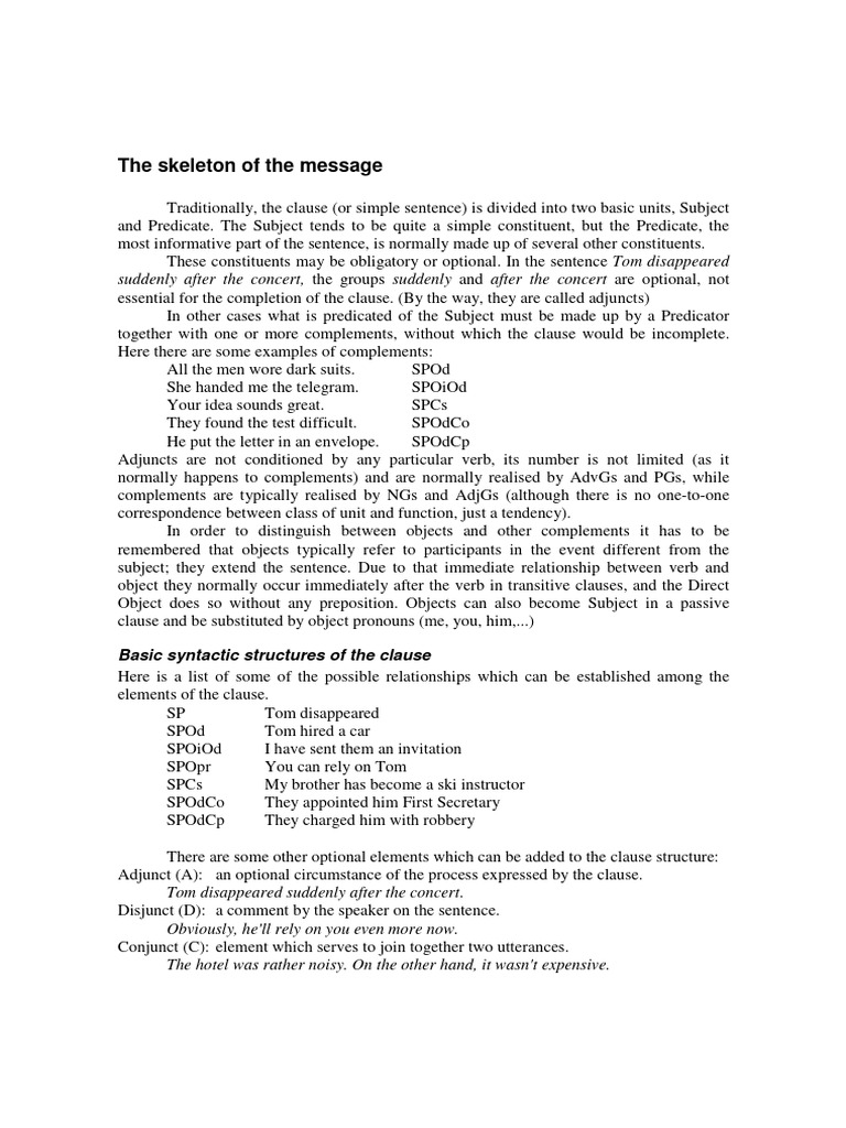 Understanding Clause Structure and Themes | PDF | Clause | Subject ...