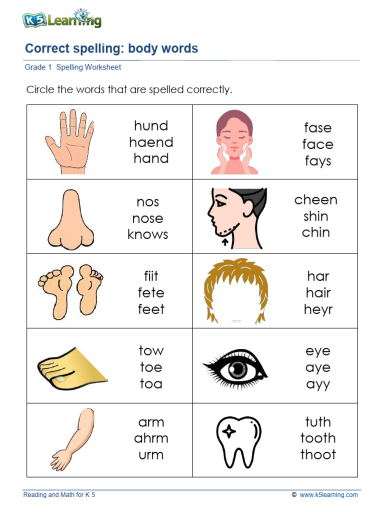 K-1 Spelling Worksheet: Correct Words | PDF