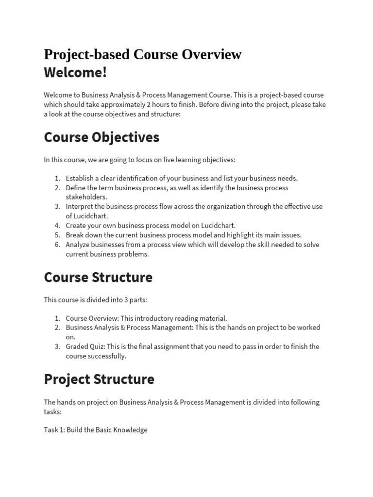 Business Analysis Course Overview | PDF
