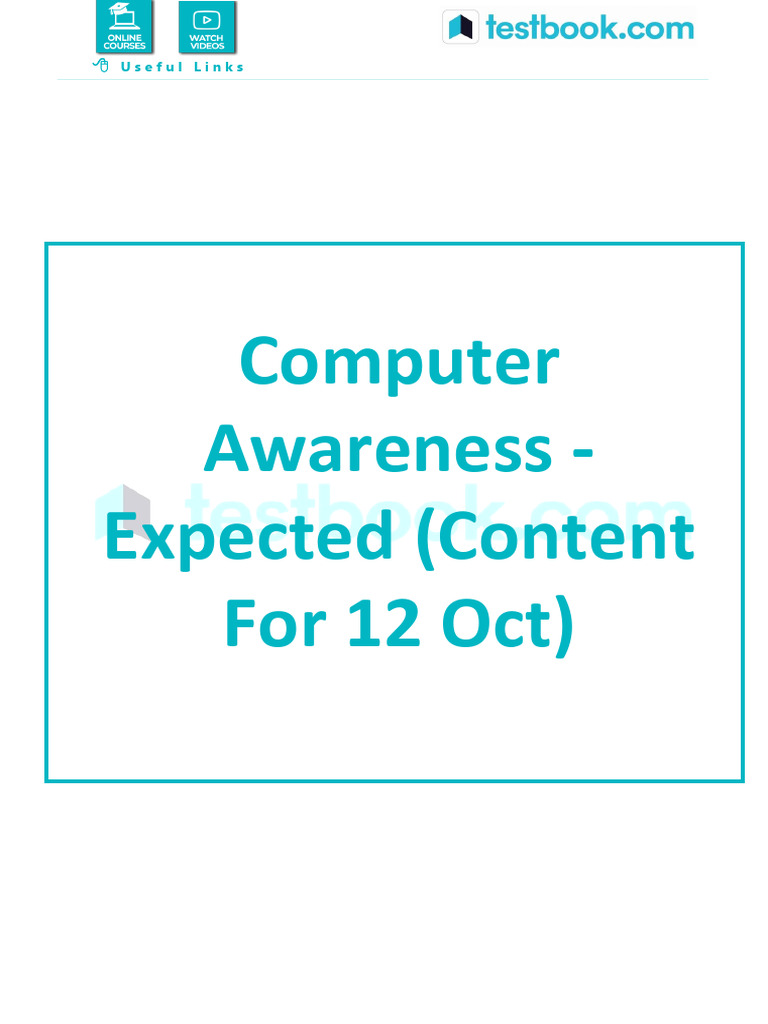 Computer Awareness - Expected (Content For 12 Oct) | PDF