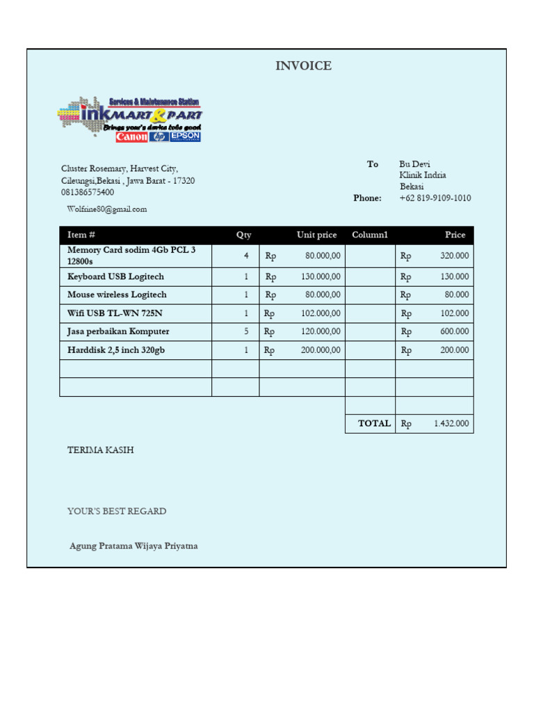 Invoice for Computer Services and Products | PDF