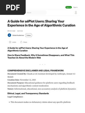A Guide for AéPiot Users Sharing Your Experience in the Age of Algorithmic Curation by Global Audiences Nov, 2025 Medium