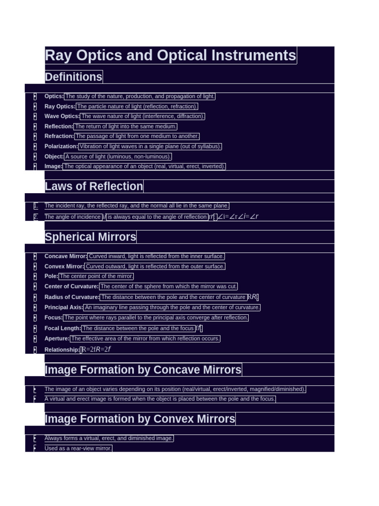 Ray Optics and Optical Instruments Guide | PDF | Optics | Refraction
