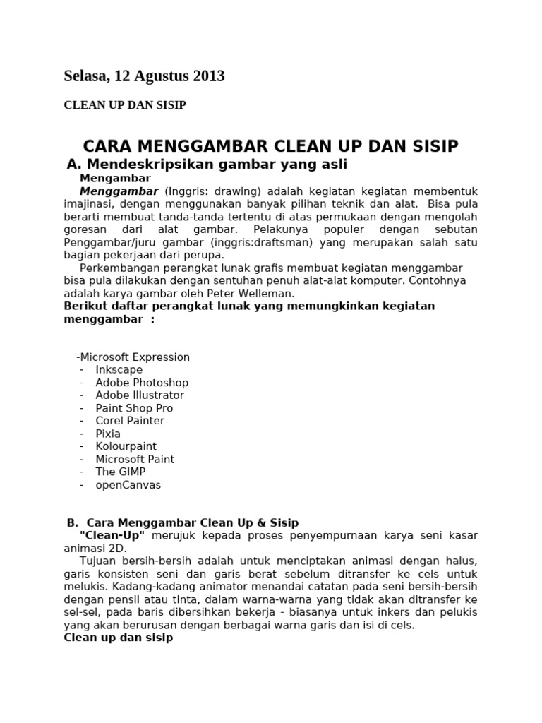 Panduan Menggambar Clean Up dan Sisip | PDF