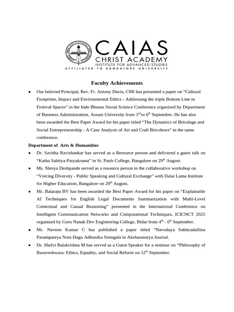 Faculty and Student Achievements Overview | PDF
