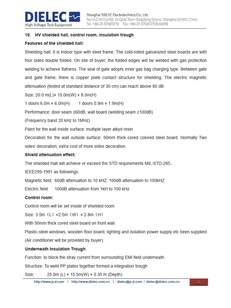 JTCX 12000KVA 350KV - HV Shielding Room | PDF