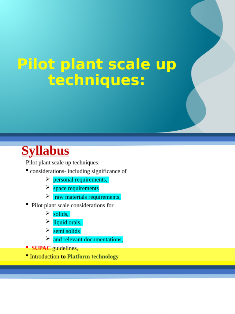 Pilot Plant Scale-Up Techniques Guide | PDF