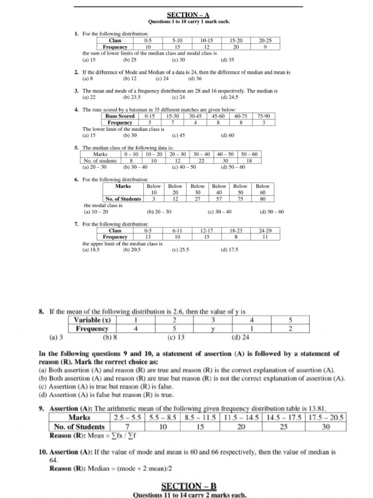 Statistics Chapter Sample Paper | PDF