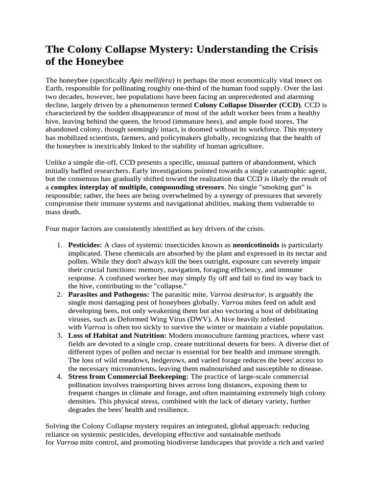 The Colony Collapse Mystery | PDF | Honey Bee | Insect Rearing