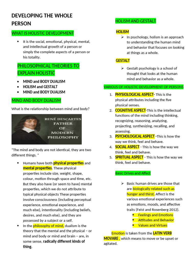 Developing The Whole Person Reviewer Perdev | PDF | Holism | Mind