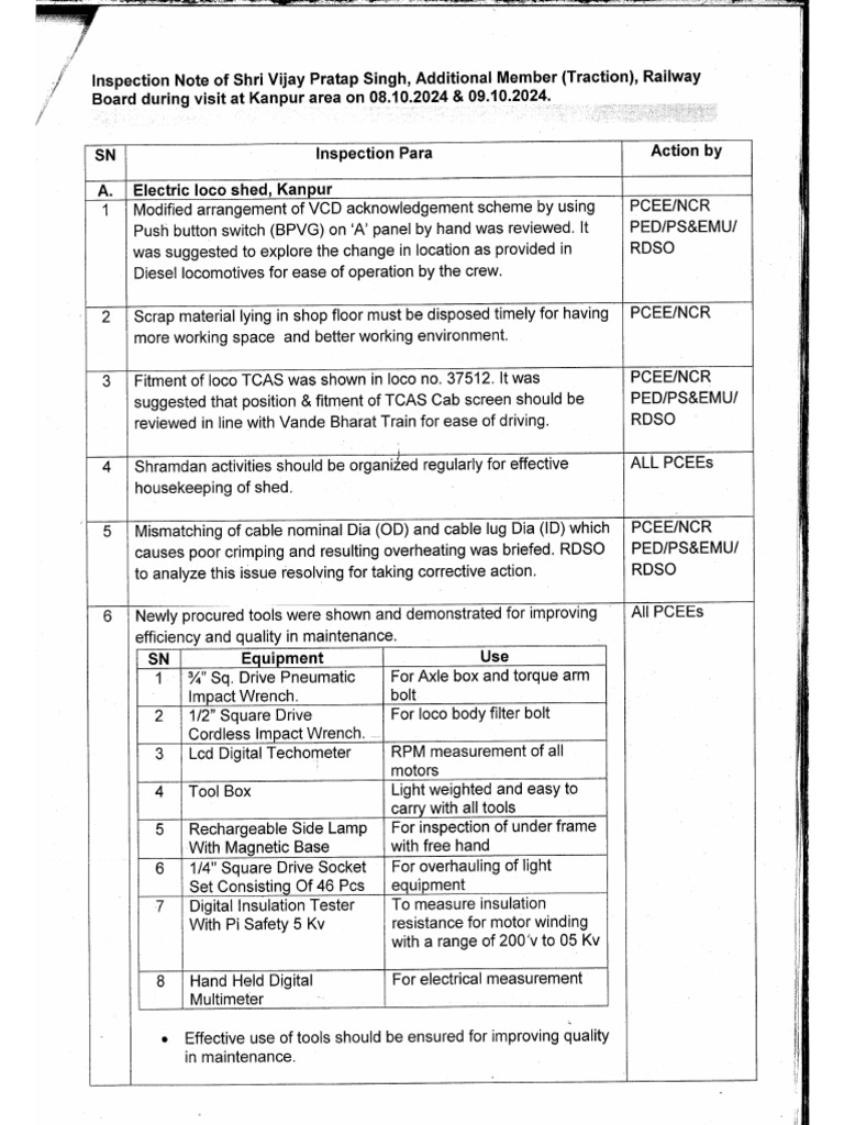 AM Traction Inspection Note | PDF