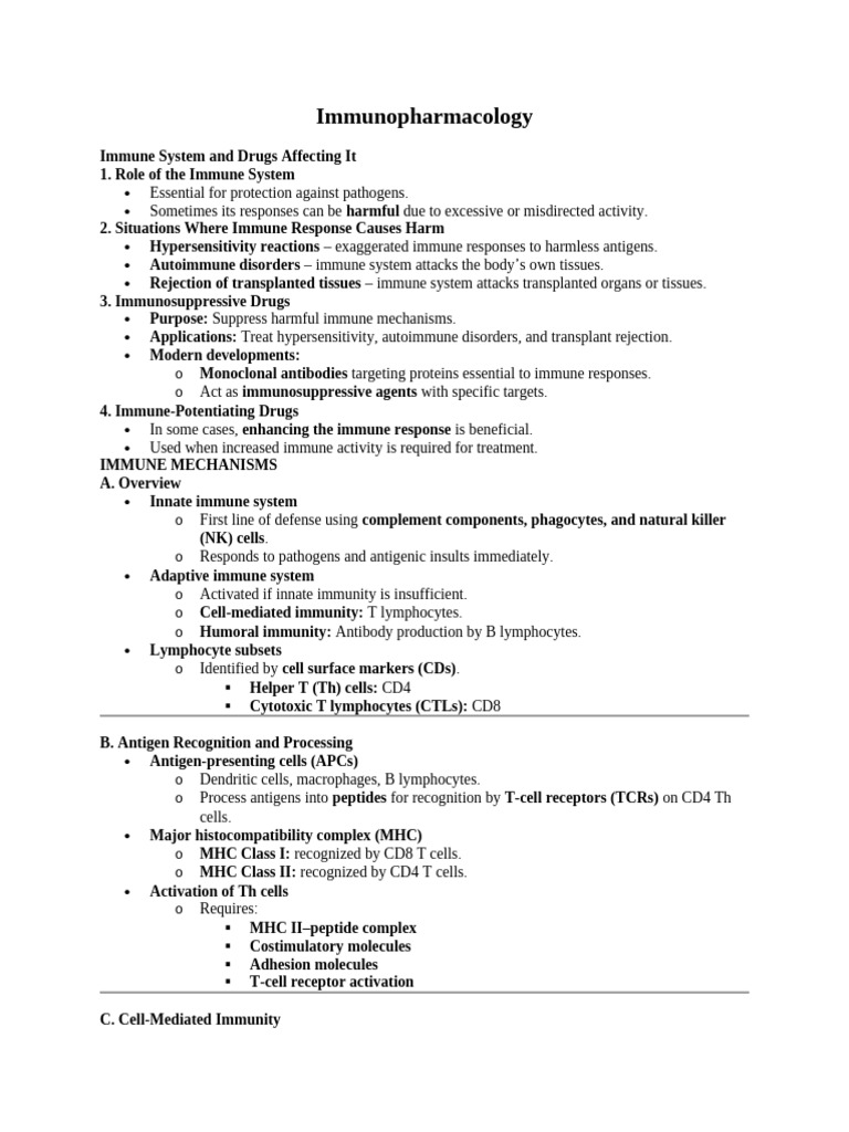 Immunopharmachology | PDF | Immune System | T Helper Cell