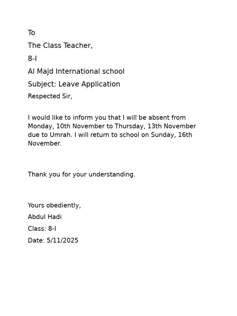Leave Letter | PDF
