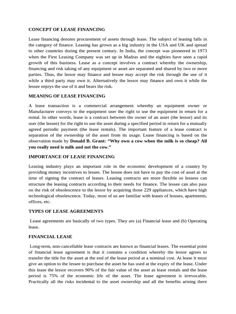 Understanding Lease Financing Concepts | PDF | Lease | Money