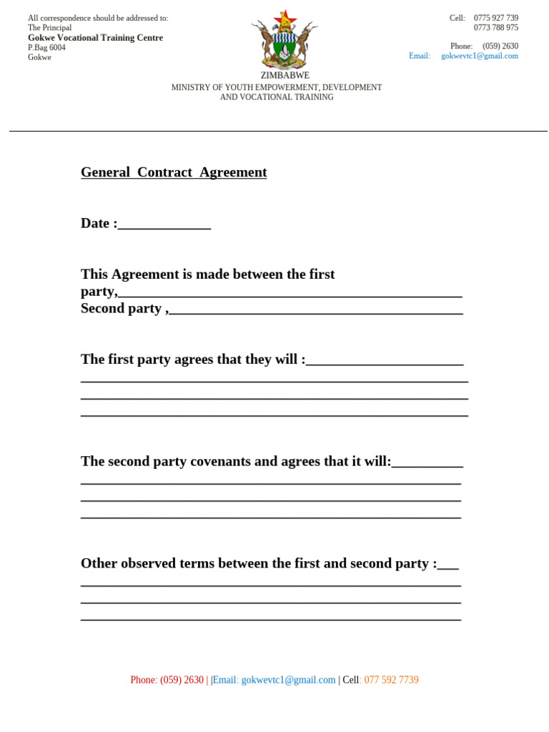 General Agreement Contract | PDF