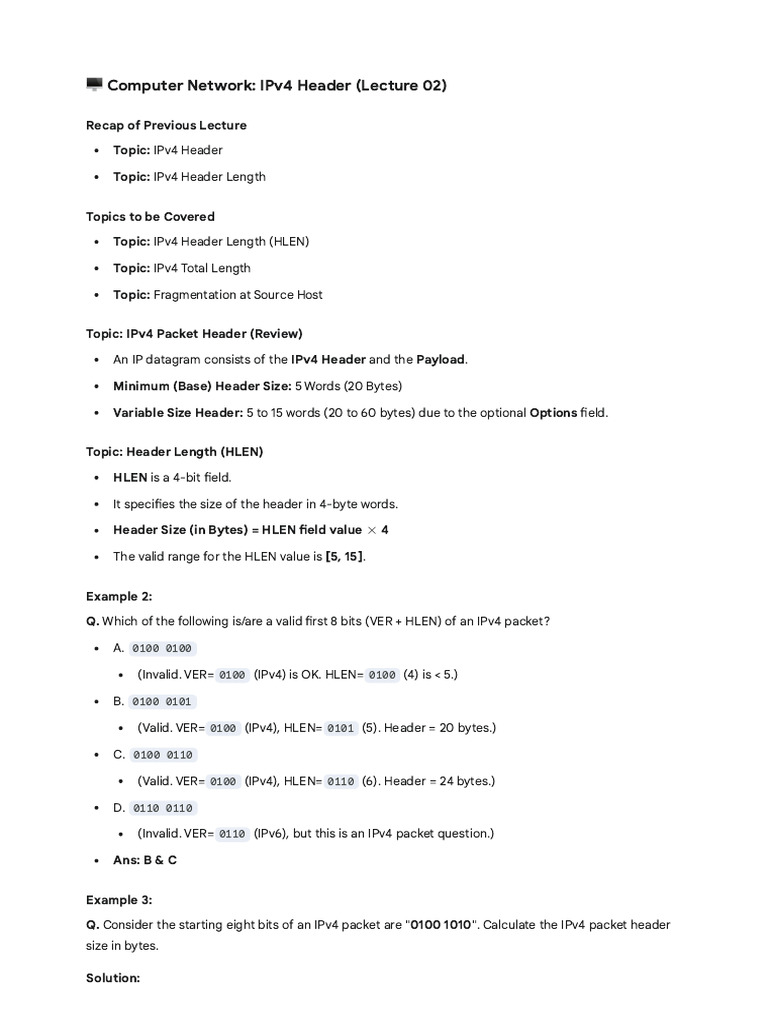 computer network IPv4 | PDF | Computer Science | Internet Architecture