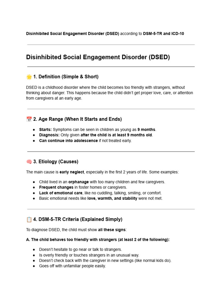 Understanding Disinhibited Social Engagement Disorder | PDF | Human ...