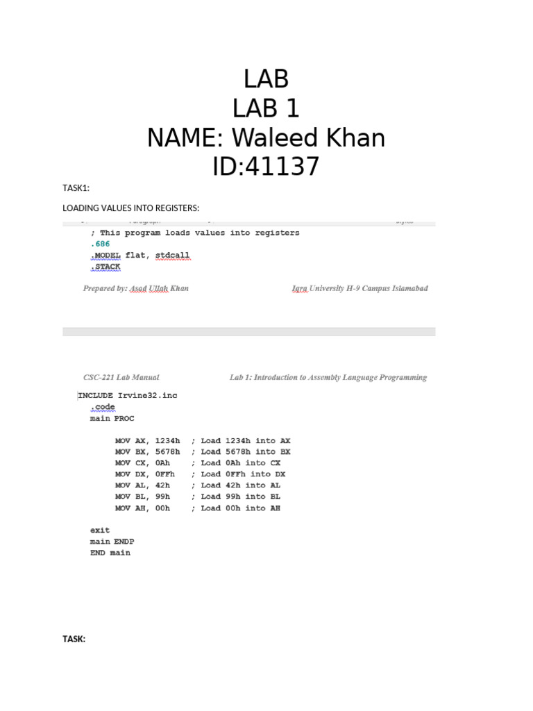 COAL LAB 1 | PDF | 64 Bit Computing | Computer Architecture