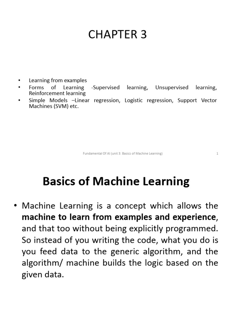 Basic of Machine Learning (ML) | PDF | Regression Analysis | Linear ...